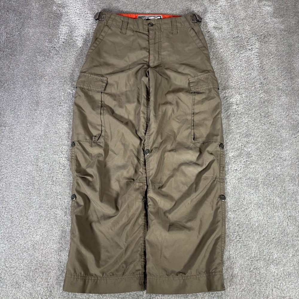 Vintage GAP Pants Youth Boys M‎ Olive Green Convertible Cargo Roll Up Teflon Y2K